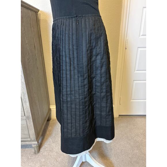 Ann Taylor | Black A Line Skirt with White Lace Hem | 10 - Picture 4 of 11